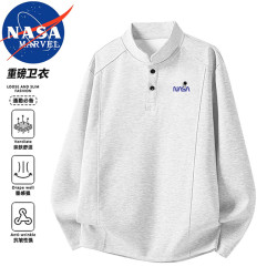 NASA MARVEL 卫衣男春秋季套头长袖休闲上衣百搭户外运动打底衫 白灰色 2XL
