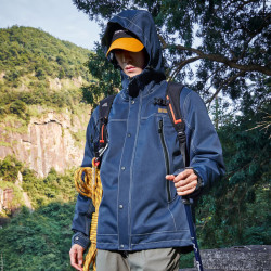 拓路者 户外春秋季新款冲锋衣男防水防风情侣外套旅行登山服夹克 牛仔蓝-单冲无内胆 L