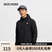 斯凯奇 连帽外套男士秋季防风舒适针织立体插肩袖质感夹克风衣
