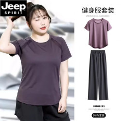 JEEP SPIRIT 2026新款运动套装显瘦训练短袖瑜伽速干衣宽松适合110-135斤】
