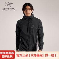 ARC'TERYX 软壳衣Squamish Hoody轻薄连帽休闲跑步运动透气防风长袖风壳外套 黑色  L