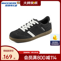 斯凯奇 男童低帮绑带休闲运动鞋儿童经典T字鞋头德训鞋418001L 黑色/白色/BKW 40