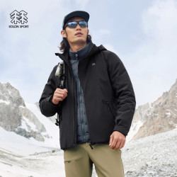 KOLON SPORT 冲锋衣2级防泼水防风男士连帽羽绒三合一夹克