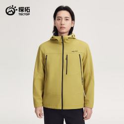 探拓 户外防泼水防风连帽软壳衣男女登山加绒保暖外套