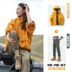 季骆森 冲锋衣裤套装男女秋冬季三合一户外防风防水保暖徒步登山服可定制