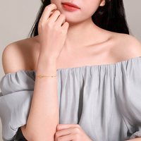88VIP：梦金园 18k金可调节手链四叶草手饰双层叠戴AU750送女友生日礼物
