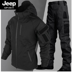 JEEP SPIRIT 强袭二代战术外套军版春秋风衣服军迷蛙服外套户外冲锋衣 黑色套装 外套+裤子 XL