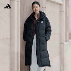 adidas 600蓬拒水保暖长款鸭绒羽绒服外套男女冬阿迪达斯轻运动   黑色   L
