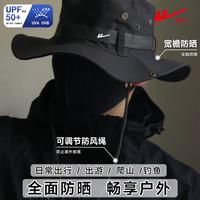 回力 遮阳帽西部牛仔户外徒步女防晒帽男登山帽日系渔夫帽子男奔尼帽 1#黑色