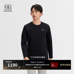 KOLON SPORT 户外吸湿速干T恤 男士热压激光镭射圆领长袖上衣 LHRT6AN265-BK 黑色 3XL 190/108B