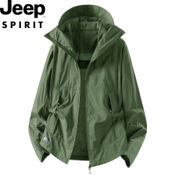 JEEP SPIRIT 吉普 冰丝纯色户外轻薄速干徒步防晒衣外套 26198冰军绿
