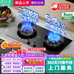 美的 多采燃气灶双灶猛火灶 铜火盖一级能效 5.2kW大火力  单九腔双灶+熄保童锁+钢化玻璃