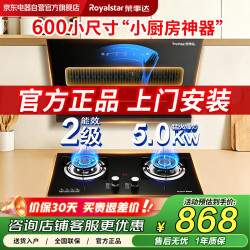 荣事达 抽油烟机燃气灶套装家用侧吸600mm小尺寸爆炒20立方吸力液化气5.0kw猛火灶 JS01A+KN206GF 液化气