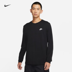 NIKE 男子时尚长袖T恤纯棉休闲刺绣针织棉柔软舒适NIKE AR5194 010黑/(白) XL