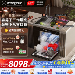 西屋电气 西屋集成水槽洗碗机气爆洗超声波果蔬清洗家用双层嵌入式碗柜14套洗碗机一体机 JCX-E8L 800m