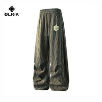 OLRIK 秋冬情侣加绒加厚休闲裤 复古直筒宽松长裤