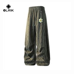 OLRIK 秋冬情侣加绒加厚休闲裤 复古直筒宽松长裤