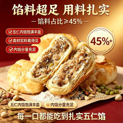 广香村 黄庄月饼手工酥皮五仁月饼400g*2正宗河北特产中式糕点中秋月饼