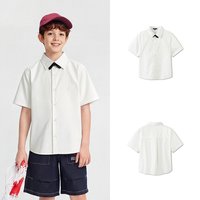 巴拉巴拉 男童短袖衬衫儿童大童上衣新款夏亲子装纯棉