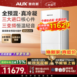 奥克斯 全预混冷凝燃气壁挂炉双一级能效天然气供暖采暖热水两用锅炉地暖气片 LL1GBQ40-QS450