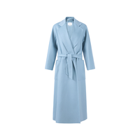 Max Mara 女士绵羊毛浴袍式长款大衣 浅蓝色 36
