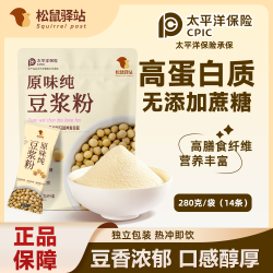 松鼠驿站 豆浆粉纯黄豆粉营养早餐无糖精添加孕妇儿童饮品冲泡免煮