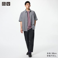 优衣库 箱型短袖衬衫 铅灰色 XL 男装