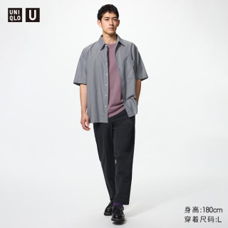 优衣库 箱型衬衫/短袖男装女装合作款/衬衣482497 06 铅灰色 XL