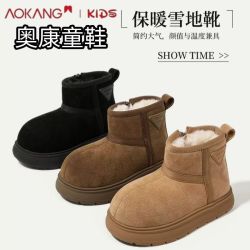 奥康 童鞋儿童雪地靴加厚冬季新款女童卡皮巴拉短靴保暖男童大棉鞋