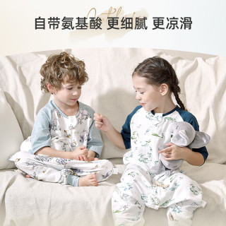 cute life Cutelife婴儿蚕丝睡袋双层短袖春夏宝宝睡袋儿童防踢被透气凉感 鳄鱼和牙签鸟 室温26度
