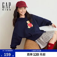 Gap 女童冬季款logo小熊刺绣拉毛套头卫衣儿童装美版847141 海军蓝 120 /64 6