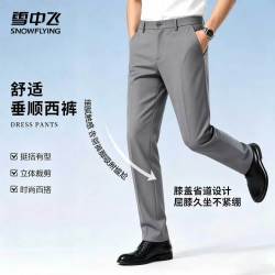 雪中飞 2026秋季新款弹力冰凉舒适男士垂顺笔直宽松直筒休闲裤子西裤