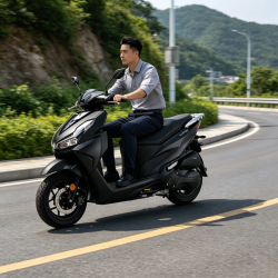 大阳电动车 大阳VRS125标准版燃油踏板摩托车城市通勤代步超长续航26款 哑闪黑