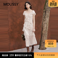 MOUSSY 2026夏季新品法式复古风腰果花荷叶边连衣裙028JSB33-1022 095