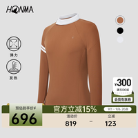 HONMA 女士长袖polo衫夏季修身立领时尚运动户外通勤上衣 太妃糖棕 L