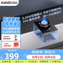 迅达 燃气灶天然气单灶具家用嵌入式台式两用5.2KW双旋火70%热效率节能 DQ01-天然气