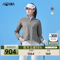 HONMA 夏季女士拉链外套立领柔软轻薄透气舒适弹力运动 橄榄绿 L