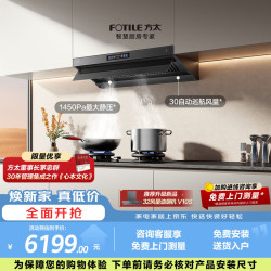方太V10-G+03-TEK20联动烟灶套装 顶侧一体30风量油烟机+5.2kW火力70%热效率定时防干烧天然气灶