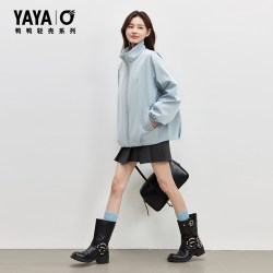 鸭鸭羽绒服 女士2026秋冬新品宽松立领休闲运动外套J
