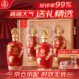 五粮液 喜福盛世 52%vol 浓香型白酒 500mL*2瓶 双支装