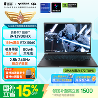 雷神 猎刃S 十三代酷睿版 16英寸 游戏本 黑色（酷睿i9-13900HX、RTX 5060 8G、16GB、1TB、2560*1600、240Hz）