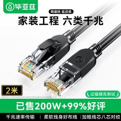 毕亚兹 WX8 六类CAT6 千兆网线 2m 黑色