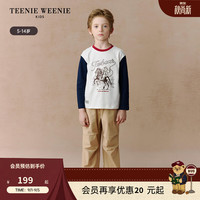 TEENIE WEENIE 撞色袖印花圆领T恤 米白色 130cm