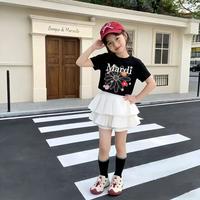 玛尔帝 雏菊风字母印花短袖T恤女童男宝夏宽松显瘦纯棉上衣通勤风