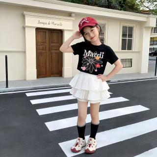 玛尔帝 雏菊风字母印花短袖T恤女童男宝夏宽松显瘦纯棉上衣通勤风