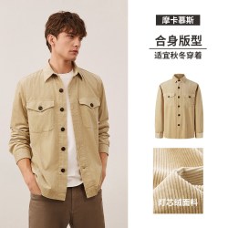navigare [灯芯绒]Navigare小帆船秋季宽松长袖衬衫外套男厚款工装复古衬衣