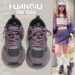 环球 巨好看紫色老爹鞋女2026春季新款厚底百搭鞋子超火休闲运动鞋