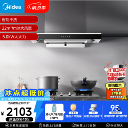 美的 抽吸排油烟机顶吸欧式 22大吸力 家用油烟机自动清洗 T36+A5-G液化气