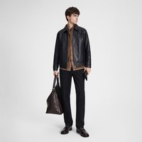 navigare 小帆船黑色老钱风翻领真皮皮衣男牛皮革外套