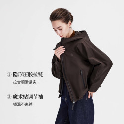 navigare 小帆船棕色连帽短外套女士户外休闲夹克上衣